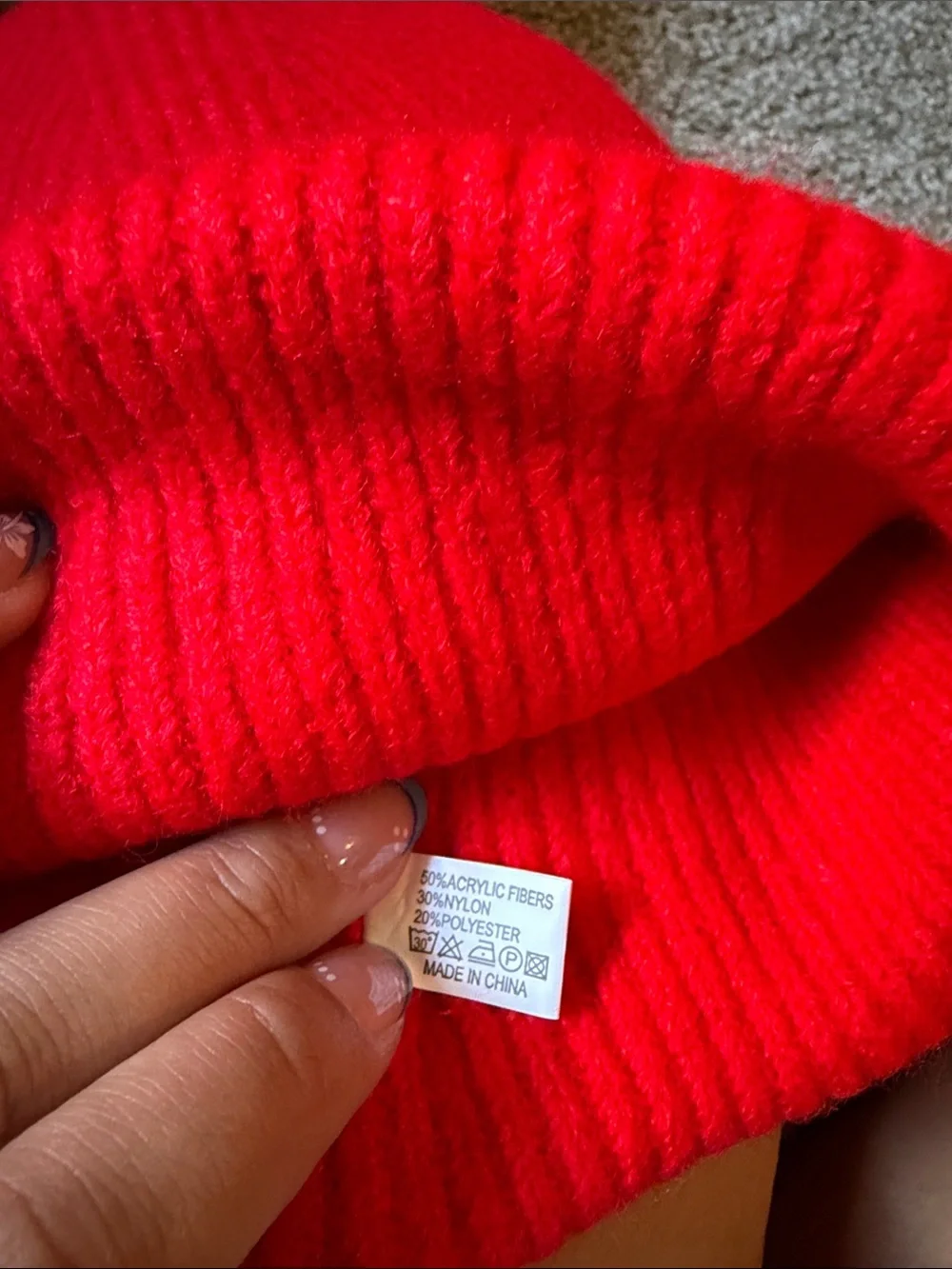 Classic Ribbed Beanie - Bright Red - Picture 2 of 2